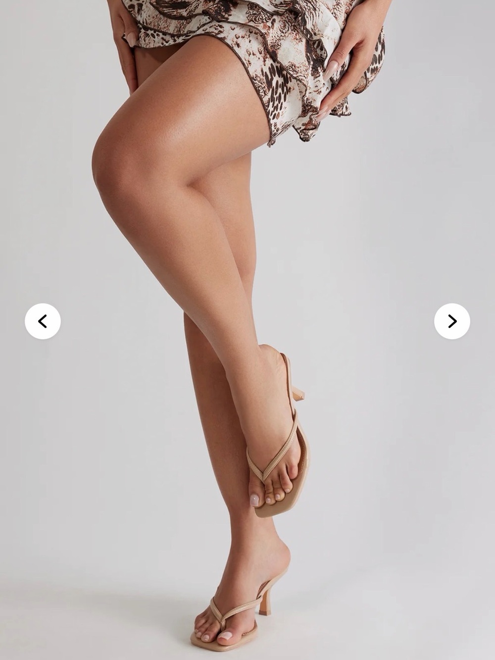 Yasmin Faux Leather Thong Heel Mules - Camel - Picture 3 of 3